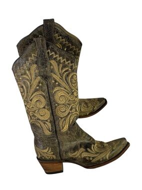 Circle G by Corral Women's Distressed Filigree Embroidered Western Boots sz 7.5
